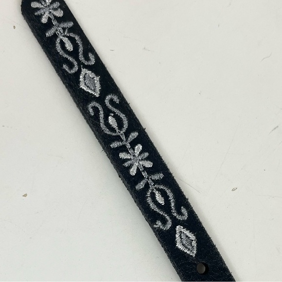 LUCKY BRAND Black Leather Silver Embroidered Belt Women’s Size L / XL - Picture 10 of 11